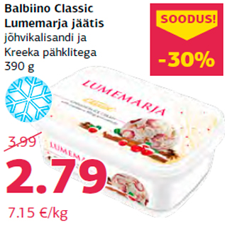 Allahindlus - Balbiino Classic Lumemarja jäätis