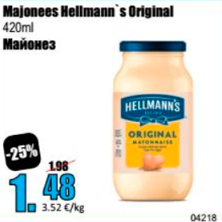 Allahindlus - Majonees Hellmann´s Original 420 ml