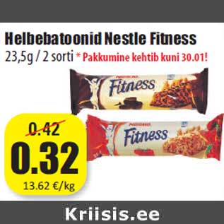 Allahindlus - Helbebatoonid Nestle Fitness 23,5g / 2 sorti