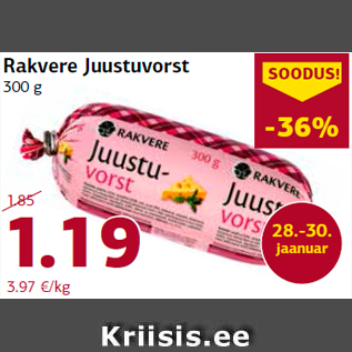 Allahindlus - Rakvere Juustuvorst 300 g