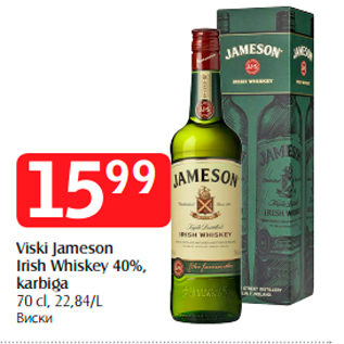 Allahindlus - Viski Jameson Irish Whiskey 40%, karbiga