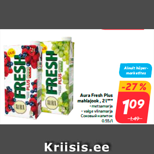 Allahindlus - Aura Fresh Plus mahlajook , 2 l***