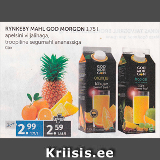 Allahindlus - RYNKEBY MAHL GOD MORGAN 1,75 L