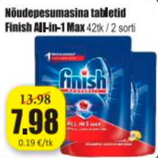 Allahindlus - Nõudepesumasina tabletid Finish All-in-1 Max