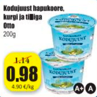 Allahindlus - Kodujuust hapukoore, kurgi ja tilliga Otto 200 g