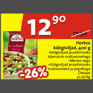 Allahindlus - Hortex köögiviljad