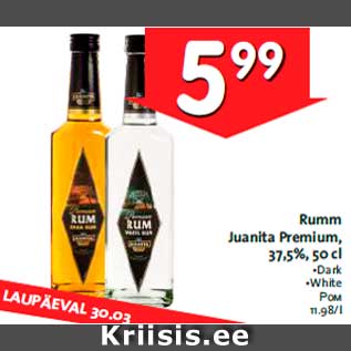 Allahindlus - Rumm Juanita Premium, 37,5%, 50 cl