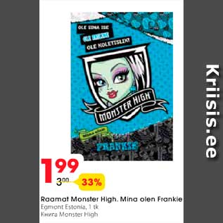 Allahindlus - Raamat Monster High. Mina olen Frankle