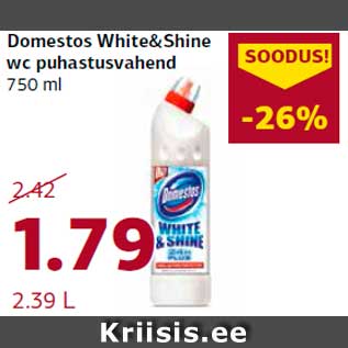 Allahindlus - Domestos White&Shine wc puhastusvahend 750 ml