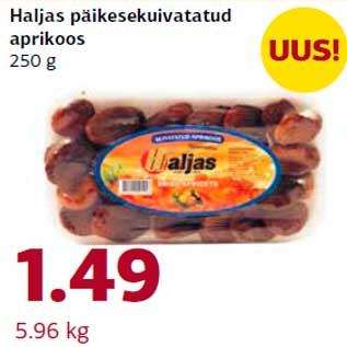 Allahindlus - Haljas päikesekuivatatud aprikoos 250 g