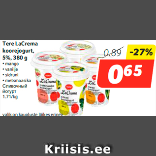 Allahindlus - Tere LaCrema koorejogurt, 5%, 380 g