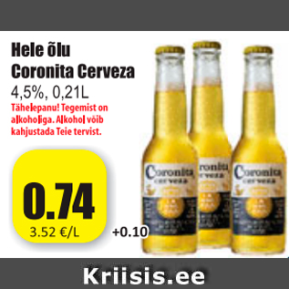 Allahindlus - Hele õlu Coronita Cerveza