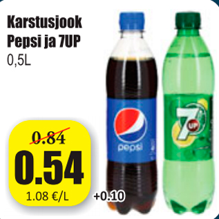 Allahindlus - Karastusjook Pepsi ja 7UP 0,5 L