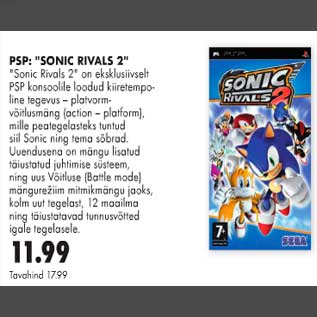 Allahindlus - PSP "SONIC RIVALS 2"