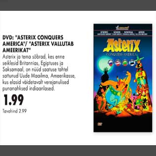 Allahindlus - DVD:"ASTERIX CONOUERS AMERICA "/ASTERIX VALLUTAB AMEERIKAT"