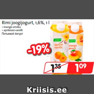 Allahindlus - Rimi joogijogurt, 1,6%, 1 l