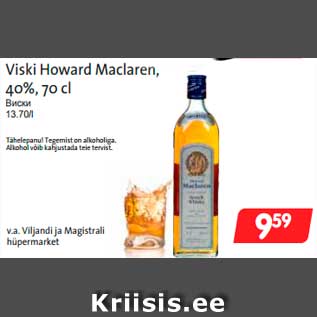 Allahindlus - Viski Howard Maclaren, 40%, 70 cl