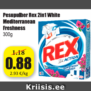 Allahindlus - Pesupulber Rex 2in1 White Mediterranean Freshness 300 g