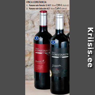 Allahindlus - FINCA CONSTANCIA 1. Punane vein Parcela 12 KGT 750 ml; 2. Punane vein Selección KGT 750 ml