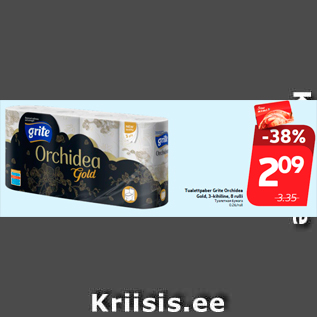 Allahindlus - Tualettpaber Grite Orchidea Gold, 3-kihiline, 8 rulli