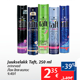 Allahindlus - Juukselakk Taft, 250 ml