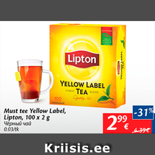 Allahindlus - Must tee Yellow label, Lipton