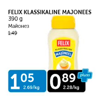 Allahindlus - FELIX KLASSIKALINE MAJONEES 390 G