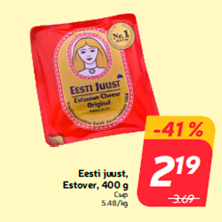 Allahindlus - Eesti juust, Estover, 400 g