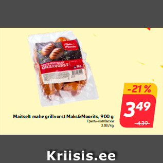 Allahindlus - Maitselt mahe grillvorst Maks&Moorits, 900 g