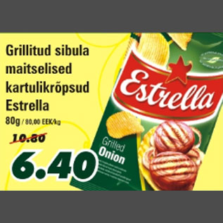 Allahindlus - Grillitud sibula maitselised kartulikrõpsud Estrella