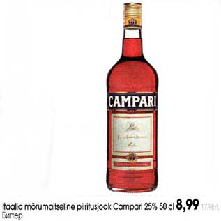 Allahindlus - Itaalia mõrumaitseline piiritusjook Campari25% 50 cl