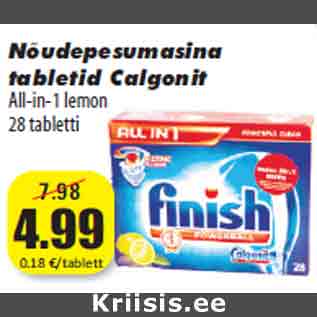 Allahindlus - Nõudepesumasina tabletid Calgonit All-in-1 lemon 28 tabletti