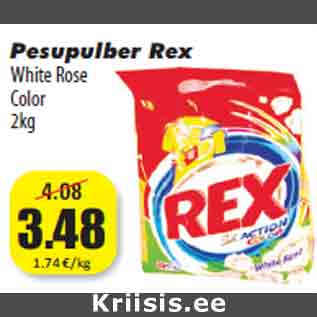 Allahindlus - Pesupulber Rex White Rose Color 2kg