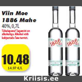 Allahindlus - Viin Moe 1886 Mahe 40%,0,7L