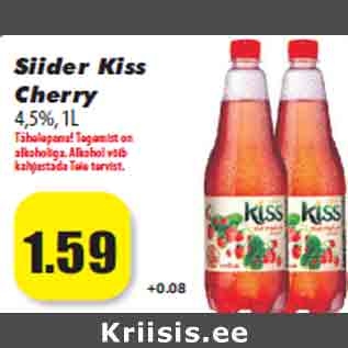 Allahindlus - Siider Kiss Cherry 4,5%, 1L