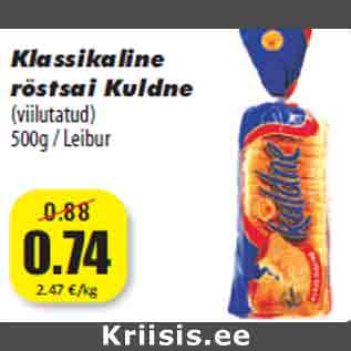 Allahindlus - Klassikaline röstsai Kuldne (viilutatud) 500g / Leibur