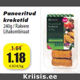 Allahindlus - Paneeritud kroketid 240g / Rakvere Lihakombinaat