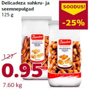 Allahindlus - Delicadeza suhkru- ja seemnepulgad 125 g