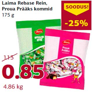 Allahindlus - Laima Rebase Rein, Proua Prääks kommid 175 g