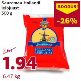 Allahindlus - Saaremaa Hollandi leibjuust 300 g