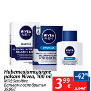 Allahindlus - Habemeaiamisjärgne palsam Nivea, 100 ml