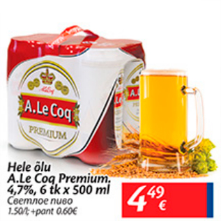 Allahindlus - Hele õlu A.Le Coq Premium