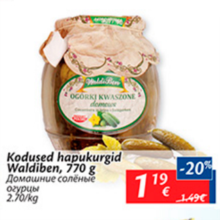 Allahindlus - Kodused hapukurgid Waldiben, 770 g