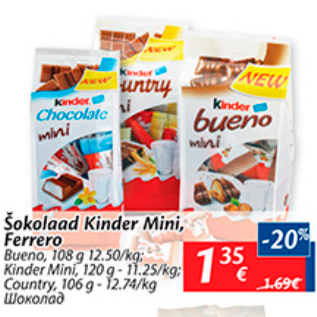 Allahindlus - Šokolaad Kinder Mini, Ferrero