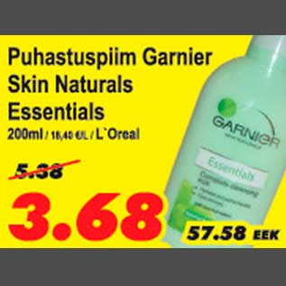 Allahindlus - Puhastuspiim Garnier Skin Naturals Essentials