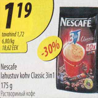 Allahindlus - Nescafe lahustuv kohv Classic 3in1