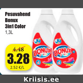 Allahindlus - Pesuvahend Bonux 3in1 Color 1,3 L