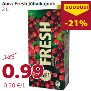 Allahindlus - Aura Fresh jõhvikajook 2 L