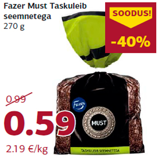 Allahindlus - Fazer Must Taskuleib seemnetega 270 g