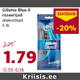 Allahindlus - Gillette Blue II raseerijad